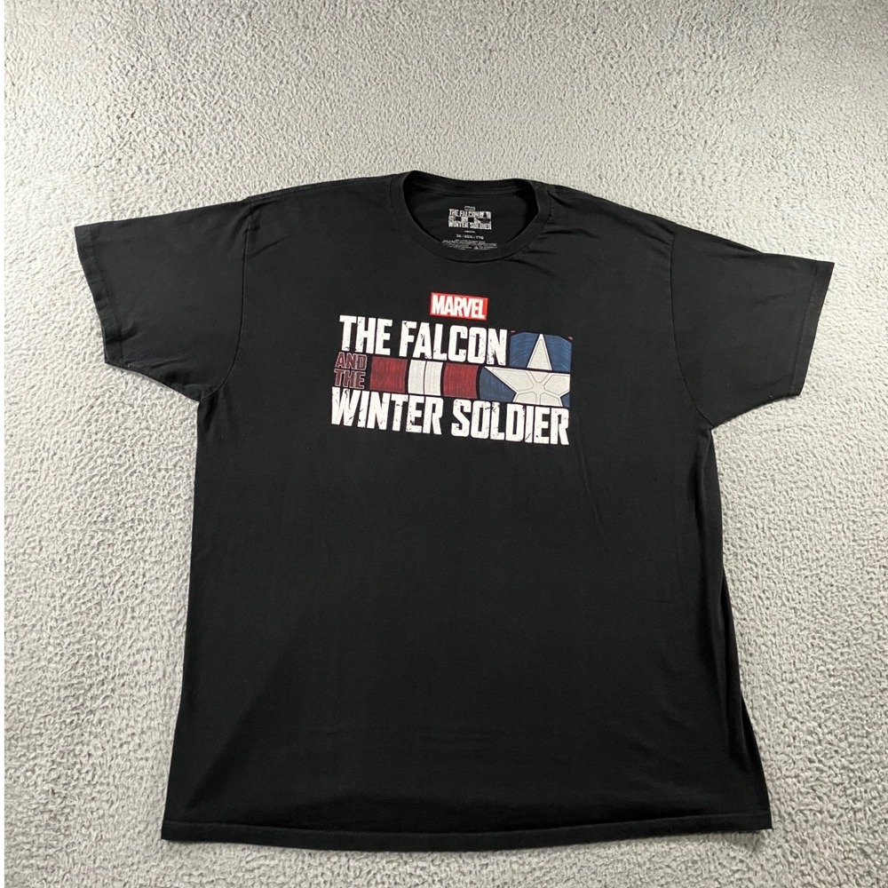 Marvel T-Shirt Men 2XL Falcon and The Winter Soldier Graphic Black‎ Tee Sci Fi